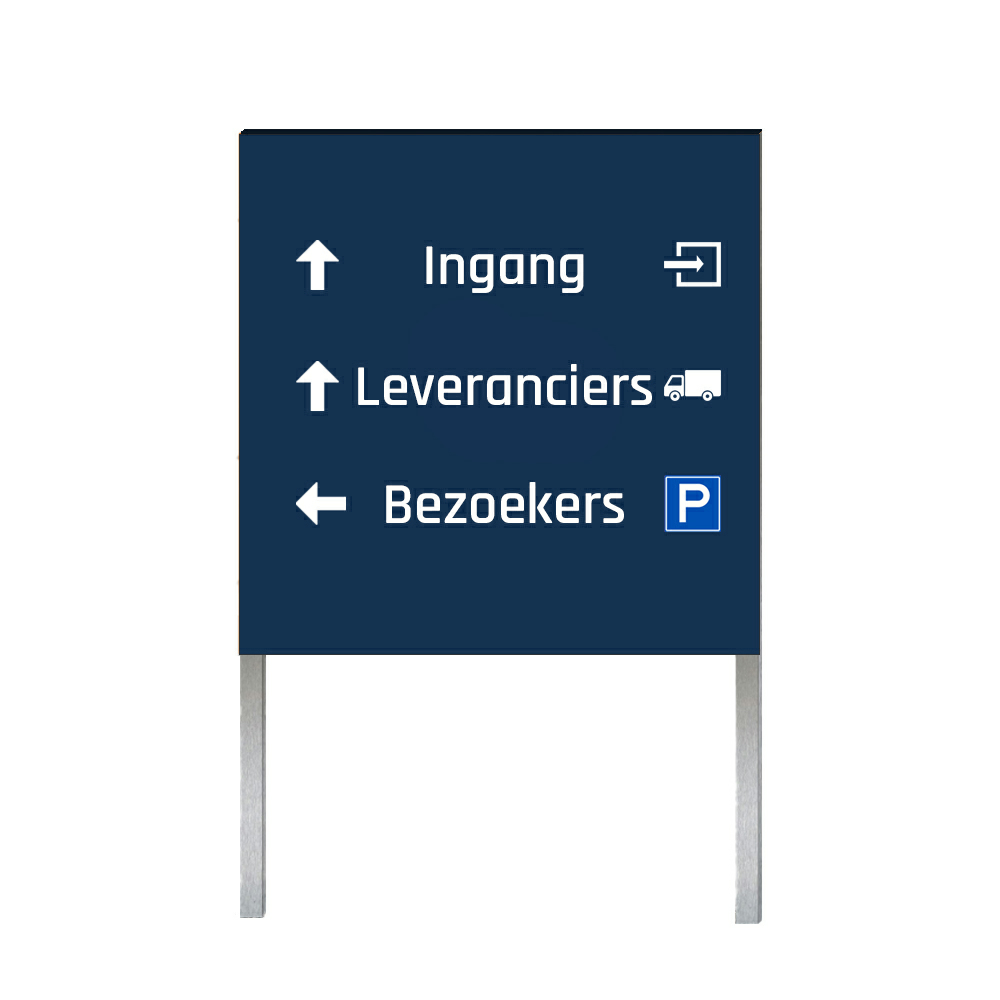 Bewegwijzeringsbord vrijstaand (dubbelzijdig) 60x60cm